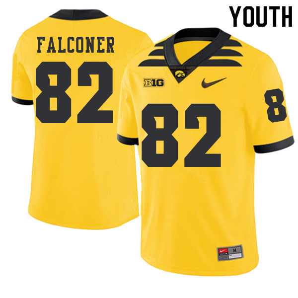 2019 Youth #82 Adrian Falconer Iowa Hawkeyes College Football Alternate Jerseys Sale-Gold